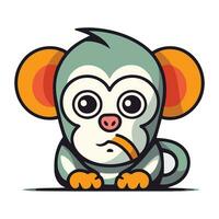 Cute little monkey. Vector illustration isolated on white background. Cartoon style.