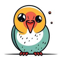 Cute cartoon parrot. vector illustration. Isolated on white background.