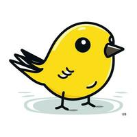 Cute little yellow bird on ice. Vector illustration in cartoon style.