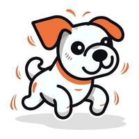Cute cartoon dog running. Vector illustration in doodle style.