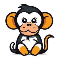 Cute cartoon monkey on a white background. Vector illustration in a flat style.