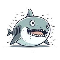 Cute shark cartoon vector illustration. Cute cartoon shark character.