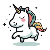 linda dibujos animados unicornio. vector ilustración aislado en blanco antecedentes. cuento de hadas personaje.