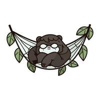 Cute cartoon monkey sleeping in a hammock. Vector illustration.