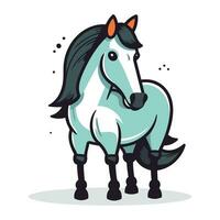 Horse cartoon vector illustration. Cute and funny cartoon horse.