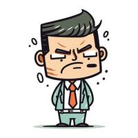 Angry businessman cartoon character vector illustration. Businessman angry cartoon character.