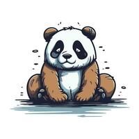 ilustración de un linda panda sentado en agua. vector ilustración