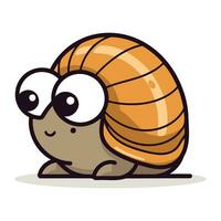Cute cartoon snail isolated on white background. Vector illustration in flat style.