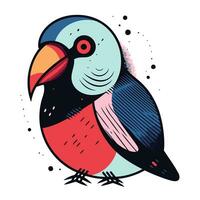 Hand drawn vector illustration of a cute toucan. Isolated on white background.