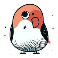 Cute little bird. Hand drawn vector illustration in cartoon style.