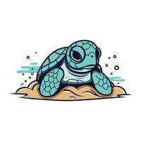 Cute cartoon turtle. Vector illustration isolated on a white background.