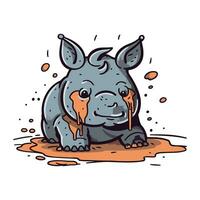 Cartoon rhinoceros. Vector illustration isolated on white background.