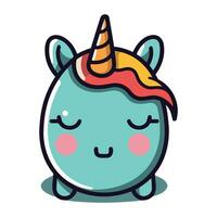 linda unicornio cabeza kawaii personaje icono vector ilustración icono de diseño