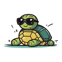 Cartoon turtle with sunglasses. Vector illustration in a flat style.