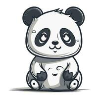 Cute cartoon panda sitting on white background. Vector illustration.