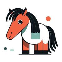 Horse vector illustration in flat cartoon style. Farm animal design element.