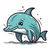 Cartoon dolphin. Vector illustration of a cute dolphin isolated on white background.