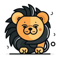 Cute cartoon lion character. Vector illustration in flat design style.