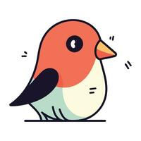 Vector illustration of cute little bird on white background. Flat style.