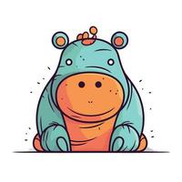 Cute hippopotamus. Vector illustration in cartoon style. Isolated on white background.