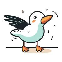 Cute cartoon seagull. Vector illustration of a bird.