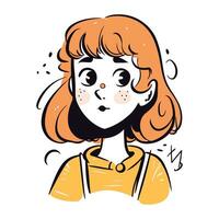 vector ilustración de un linda dibujos animados niña con rojo pelo y pecas