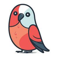 Bullfinch bird. Cute cartoon character. Vector illustration.