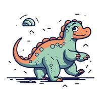 linda dibujos animados dinosaurio. vector ilustración en un plano estilo en blanco antecedentes.