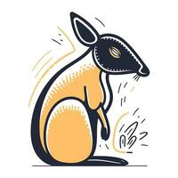 Kangaroo. Hand drawn vector illustration. Isolated on white background.