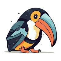 Cute cartoon toucan. Vector illustration isolated on white background.