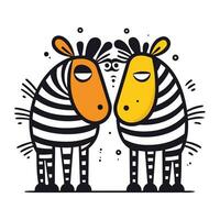 Zebra couple. Cute cartoon characters. Isolated vector illustration.