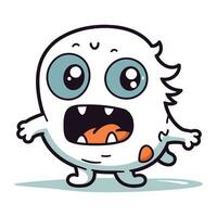 Funny ghost cartoon character vector illustration. Halloween and horror concept.