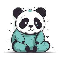 Cute cartoon panda bear. Vector illustration on white background.