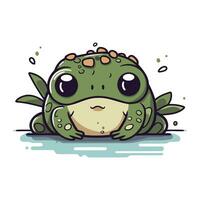 Cute cartoon frog. Vector illustration isolated on a white background.