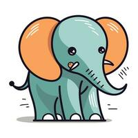 Cute cartoon elephant. Vector illustration isolated on a white background.