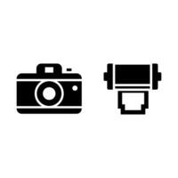 icon camera and camera roll. Vector illustration. Use for card, poster, banner, web design.diisolasi latar belakang putih Easy to edit.