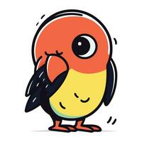 Cute cartoon parrot. Vector illustration. Isolated on white background.