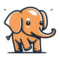 Cute cartoon elephant. Vector illustration isolated on a white background.