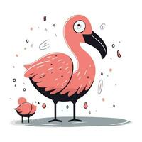 Flamingo. Hand drawn vector illustration. Isolated on white background.