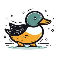 Cute cartoon duck. Vector illustration in doodle style.