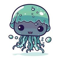 Cute cartoon jellyfish. Vector illustration of a cute jellyfish.