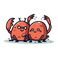 Cute funny crab. Vector illustration. Isolated on white background.