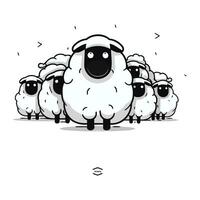 Flock of sheep. Vector illustration isolated on a white background.