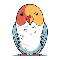 Cute parrot vector illustration on white background. Cute cartoon parrot.