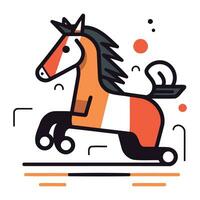 Vector illustration of horse on roller skates. Flat style design.