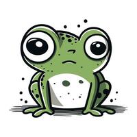 Frog with sad eyes. Vector illustration isolated on white background.