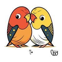 linda Pareja de aves en amor. vector ilustración aislado en blanco antecedentes.