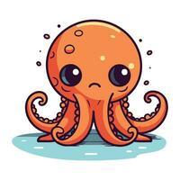 Cute cartoon octopus. Vector illustration isolated on white background.