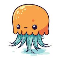 Cartoon cute jellyfish. Vector illustration isolated on white background.