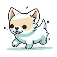 Cute cartoon welsh corgi dog running. Vector illustration.